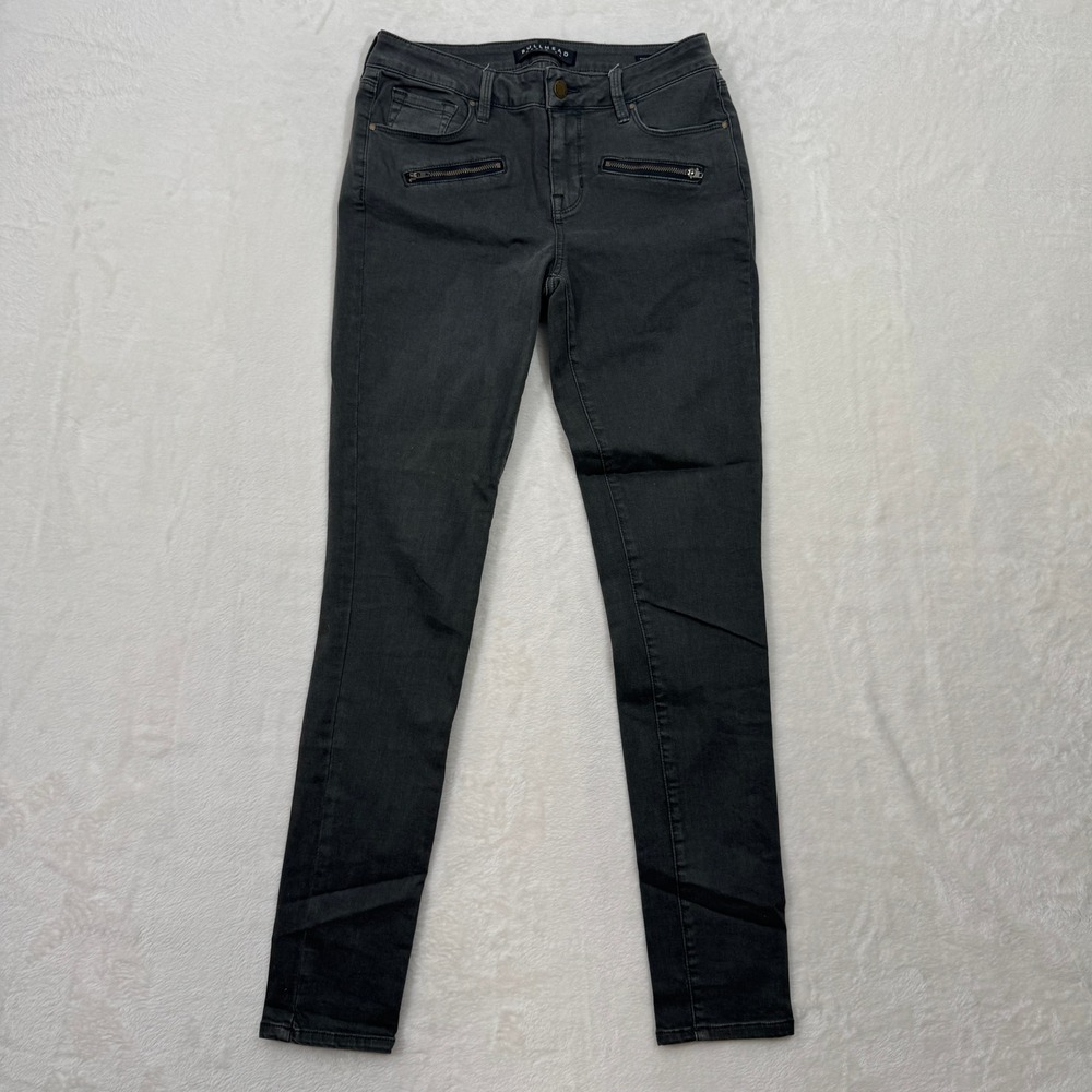 Bullhead Denim Co Jeans Womens 28 Gray Skinny Moto Zipper Low Rise Stretch Pants